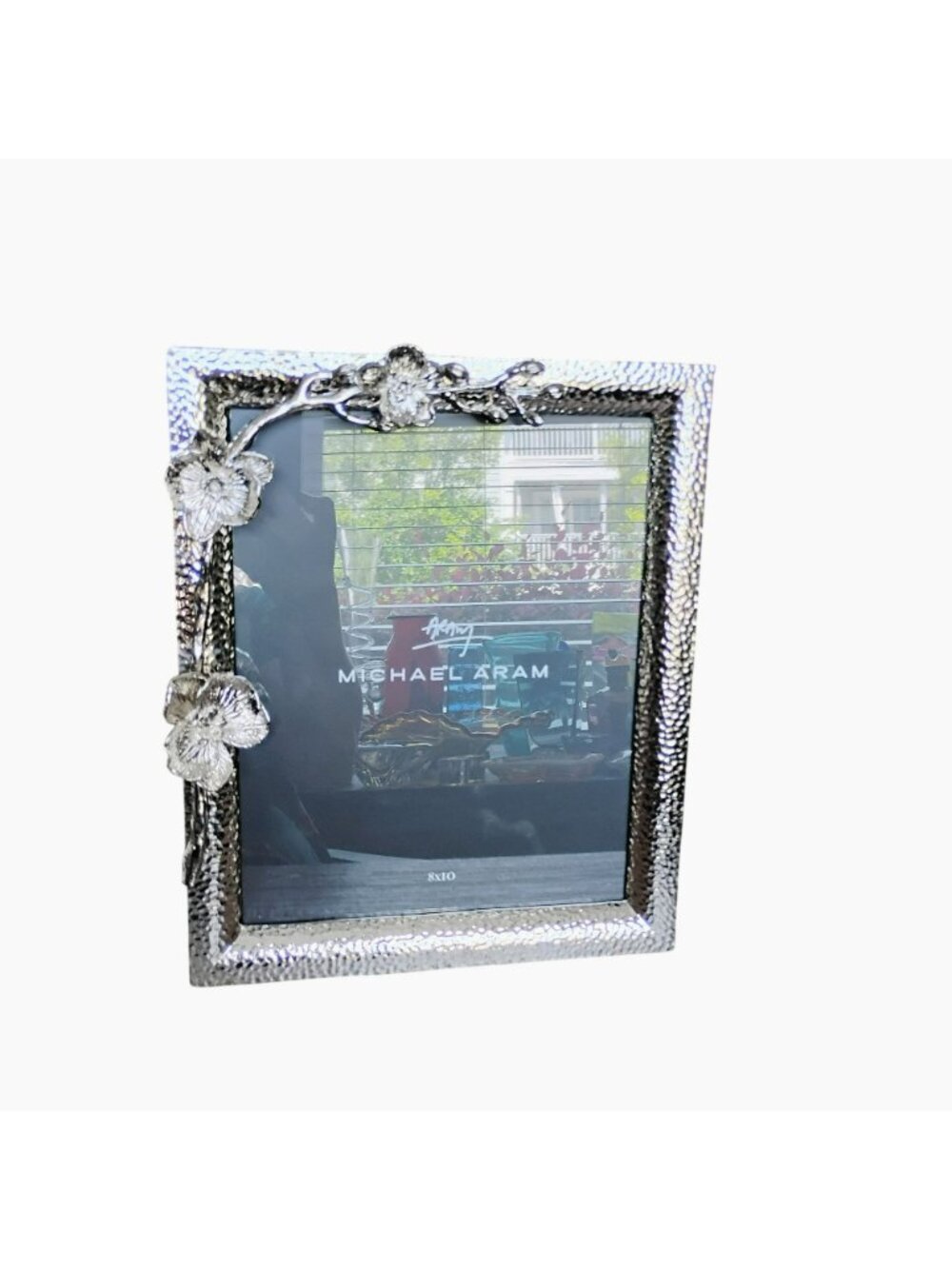 Michael Aram Silver White Orchid Frame for 8x10 Photo, Hammered Floral Accents - Picture 7 of 8